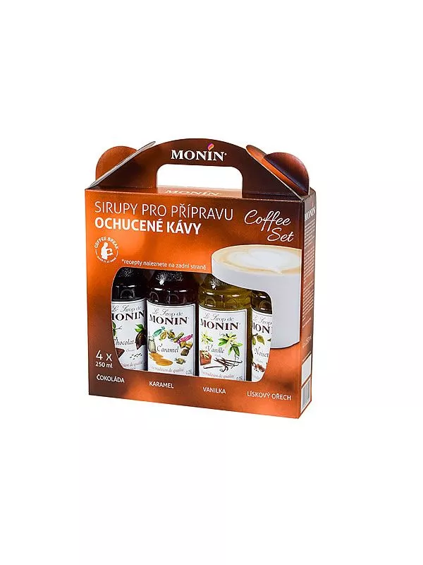 Monin Coffee box 4x0,25L (čokoláda, vanilla, caramel, lískový oříšek)